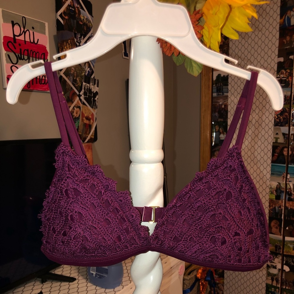Maroon Crochet Bikini Top